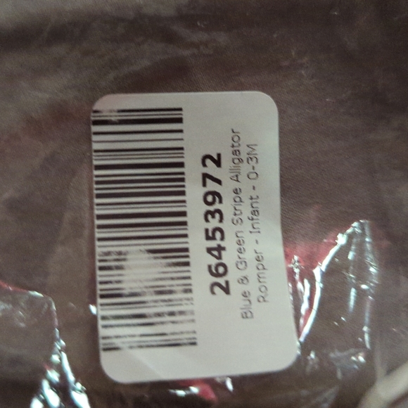 NWT Infant Romper by duck duck Goose.Blue & green stripes with Cute alligator. H - Picture 3 of 10